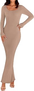 MEROKEETY Women's Ribbed Maxi Dress
