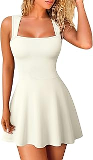 OQQ Women's Square Neck A-line Dress