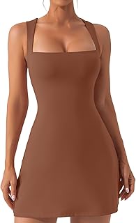 QINSEN Womens Square Neck Dress