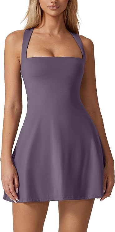 QINSEN Womens Tennis Dress Purple