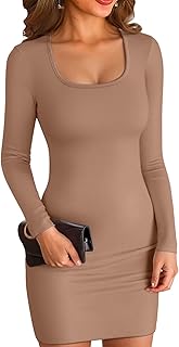 VICHYIE Square Neck Bodycon Dress