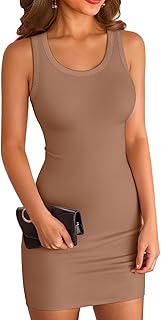 VICHYIE Womens Tank Dress (Beige)