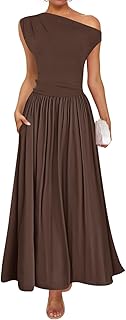 ZESICA Womens Sleeveless Brown Dress