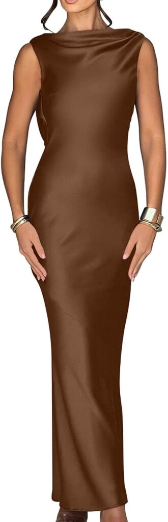 Memoriesea Womens Elegant Sleeveless High Neck Tie Cocktail Wedding Party Maxi Dress Memoriesea Womens Elegant Sleeveless High Neck Tie Cocktail Wedding Party Maxi Dress