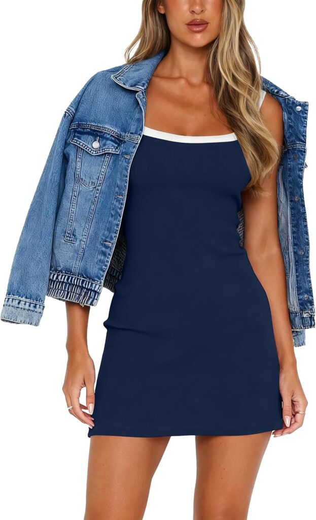 MISSJOY Womens 2025 Summer Ribbed Bodycon Casual Square Neck Sleeveless Tank Top Club Party Mini Dresses MISSJOY Womens 2025 Summer Ribbed Bodycon Casual Square Neck Sleeveless Tank Top Club Party Mini Dresses