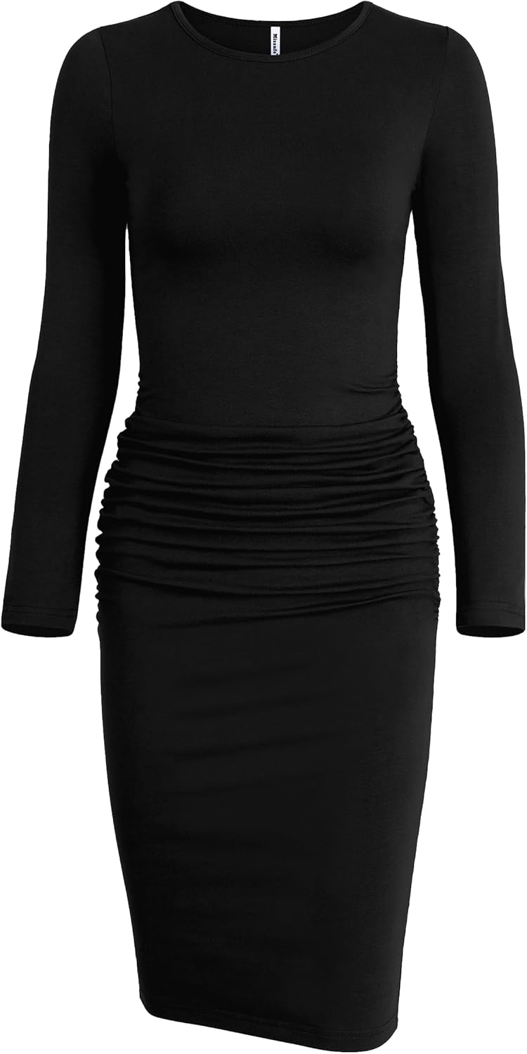 Missufe Women’s Ruched Long Sleeve Sundress review