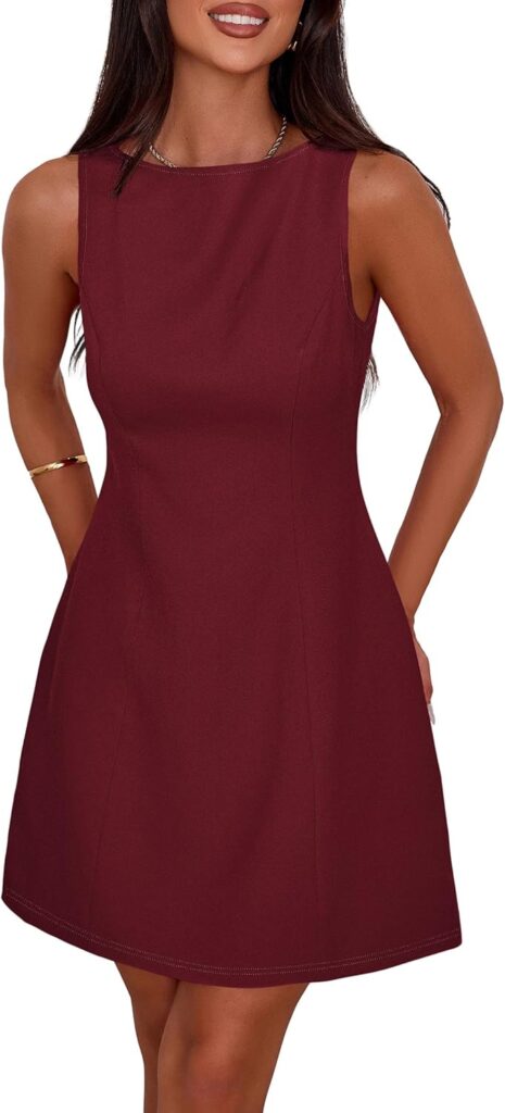 PRETTYGARDEN Womens Formal Short Dresses 2026 Summer Sleeveless Boat Neck A Line Elegant Mini Cocktail Party Dress