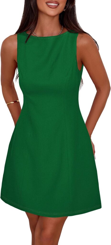 PRETTYGARDEN Womens Formal Short Dresses 2026 Summer Sleeveless Boat Neck A Line Elegant Mini Cocktail Party Dress