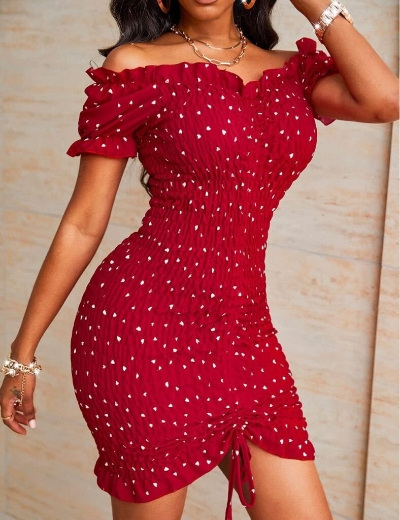 PRETTYGARDEN Womens Summer Off Shoulder Bodycon Dresses Short Sleeve Drawstring Sexy Mini Party Club Smocked Dress PRETTYGARDEN Womens Summer Off Shoulder Bodycon Dresses Short Sleeve Drawstring Sexy Mini Party Club Smocked Dress
