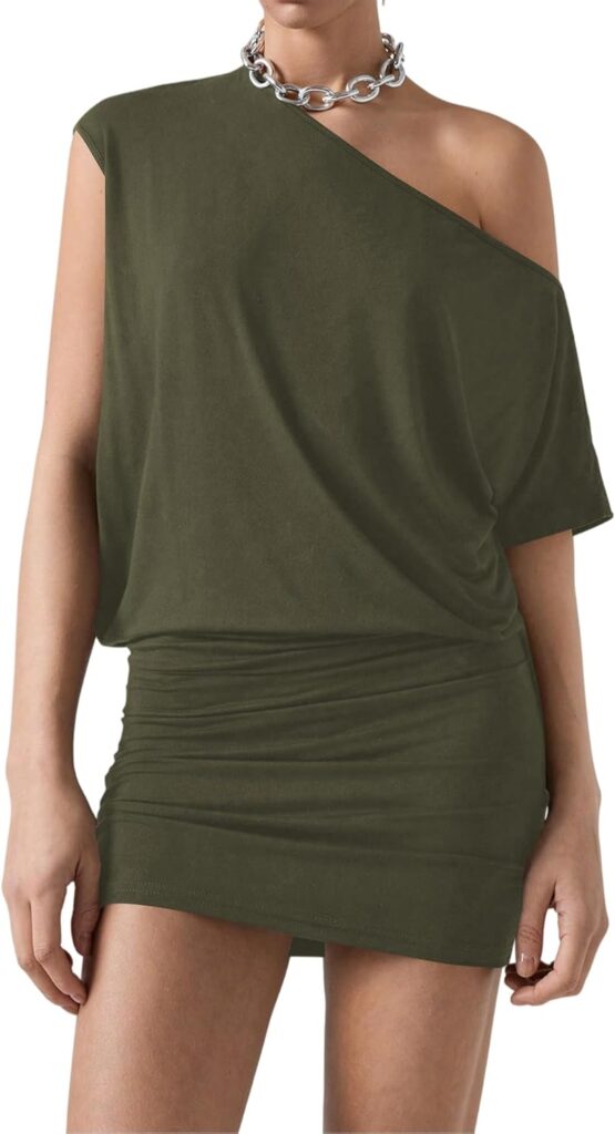 SOLY HUX Womens Off The Shoulder Mini Dress Asymmetrical Neck Short Sleeve Casual Bodycon T Shirt Dresses SOLY HUX Womens Off The Shoulder Mini Dress Asymmetrical Neck Short Sleeve Casual Bodycon T Shirt Dresses