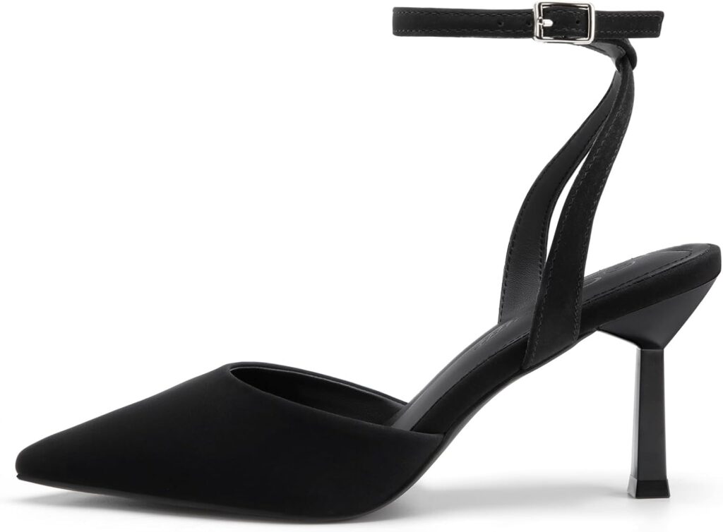 Athlefit Womens Closed Pointed Toe 3 Inch High Heels Ankle Strap Stiletto Heel Wedding Party Dress Pumps Shoes