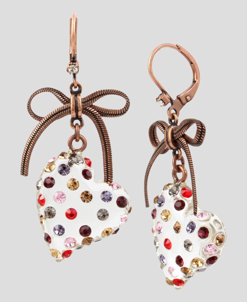 Betsey Johnson Multi Lucite Heart Drop Earrings