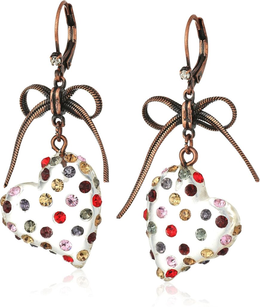 Betsey Johnson Multi Lucite Heart Drop Earrings