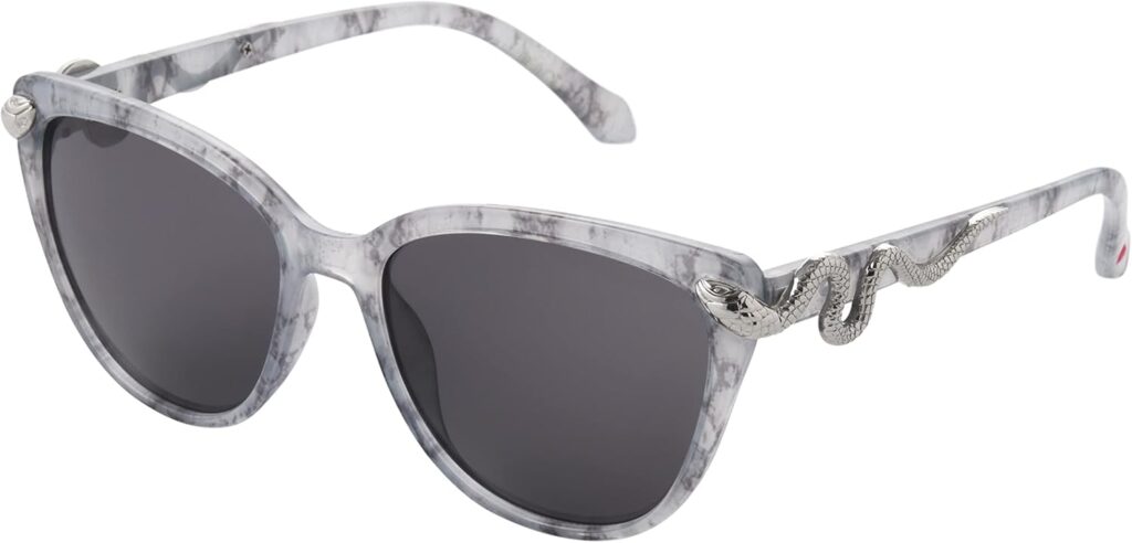 Betsey Johnson Womens Serpentine Sunglasses Cateye, Purple Crystal with Oil Slick Snakes, 56mm Betsey Johnson Womens Serpentine Sunglasses Cateye, Purple Crystal with Oil Slick Snakes, 56mm