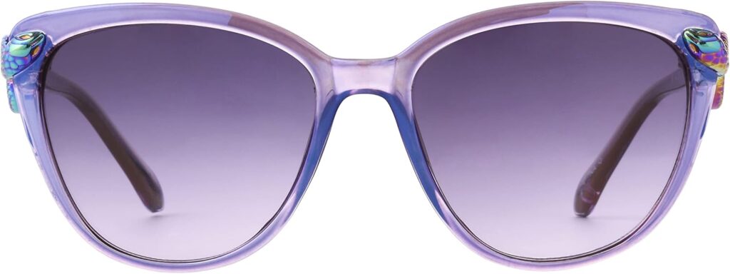 Betsey Johnson Womens Serpentine Sunglasses Cateye, Purple Crystal with Oil Slick Snakes, 56mm Betsey Johnson Womens Serpentine Sunglasses Cateye, Purple Crystal with Oil Slick Snakes, 56mm