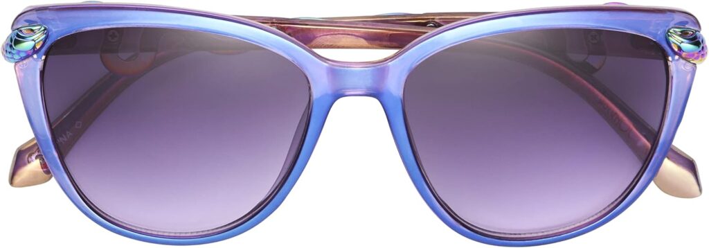 Betsey Johnson Womens Serpentine Sunglasses Cateye, Purple Crystal with Oil Slick Snakes, 56mm Betsey Johnson Womens Serpentine Sunglasses Cateye, Purple Crystal with Oil Slick Snakes, 56mm