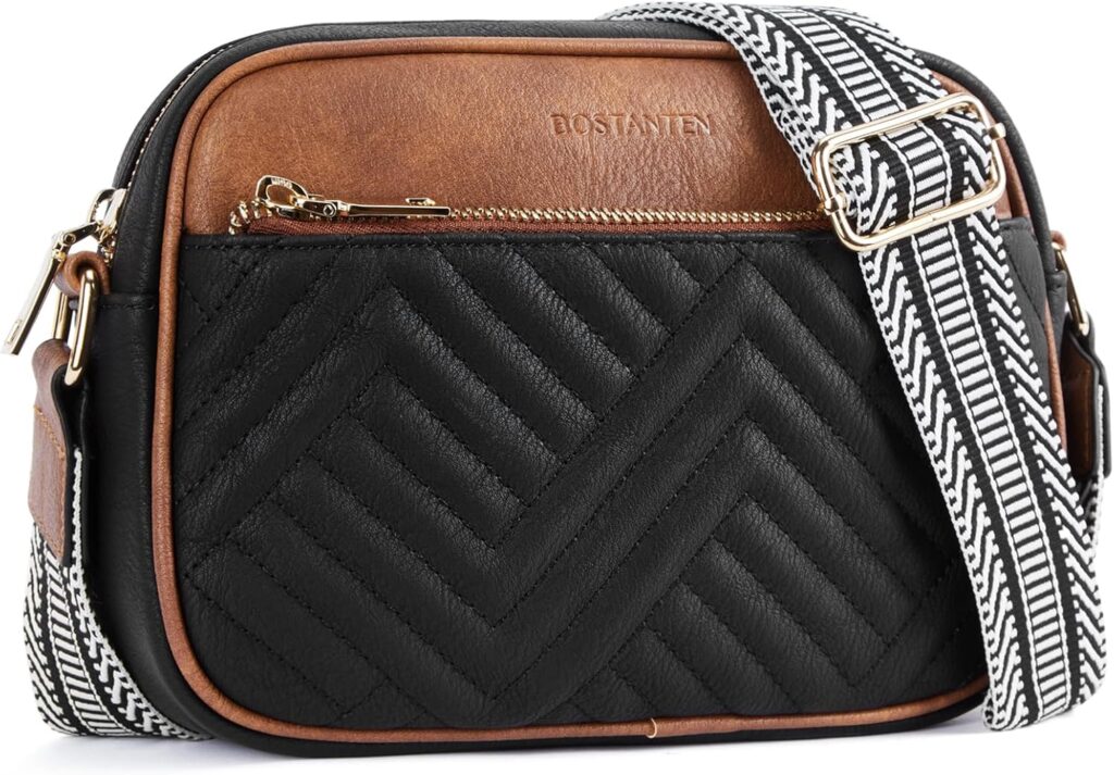BOSTANTEN Quilted Crossbody Bags for Women Vegan Leather Purses Small Shoulder Handbags with Wide Strap | Quilted, Small, with Wide Strap, Quilted, Purses, Small
