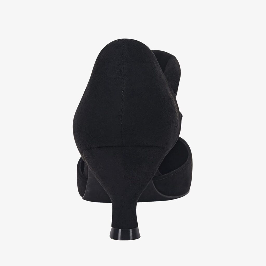 Coutgo Womens Low Kitten Heel Dress Shoes Pointed Toe Slip on Ankle Strap Cutout Elegant Party Wedding Pumps