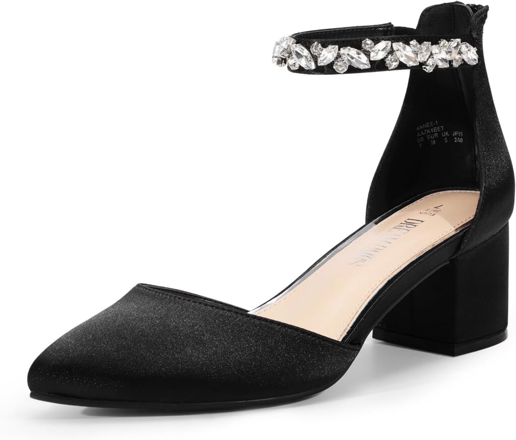 DREAM PAIRS ANNEE Pointed Toe Low Chunky Heels Pump Shoes