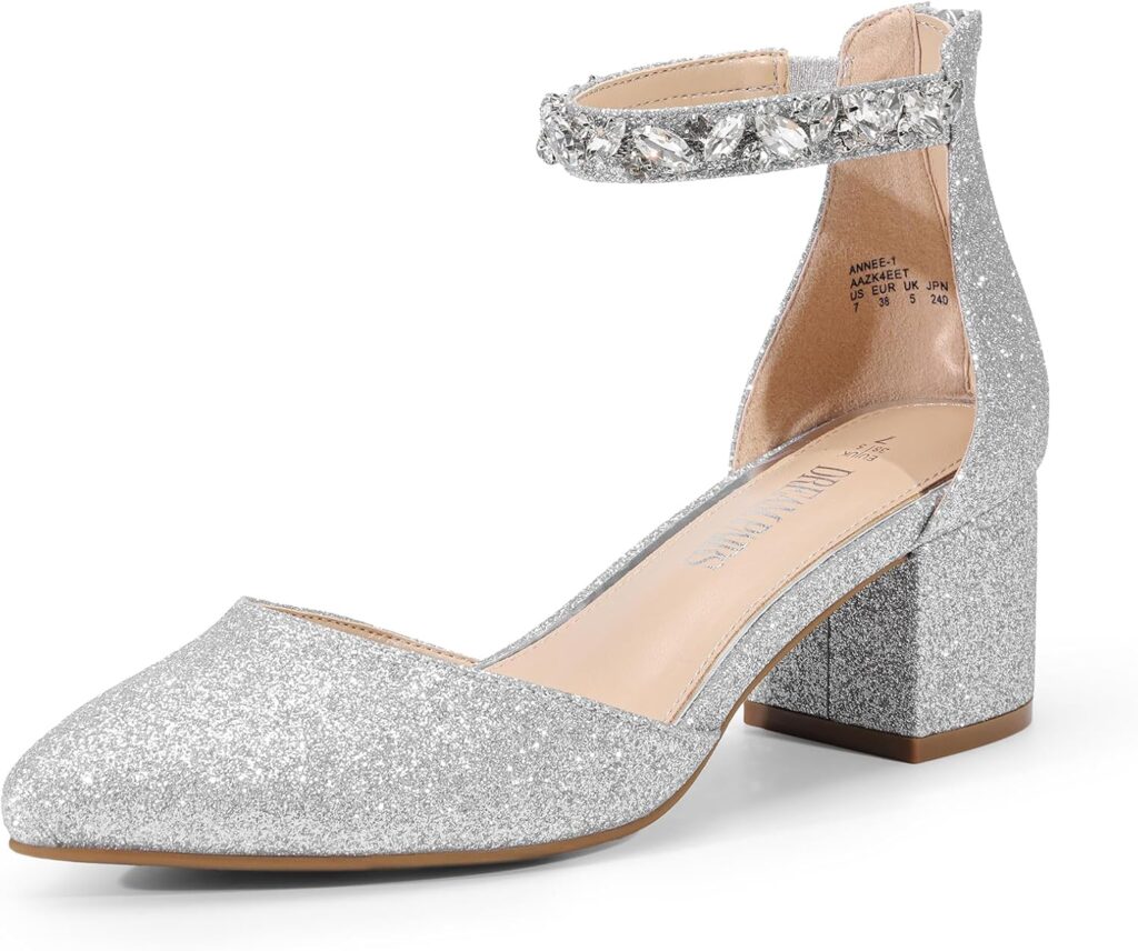 DREAM PAIRS ANNEE Pointed Toe Low Chunky Heels Pump Shoes