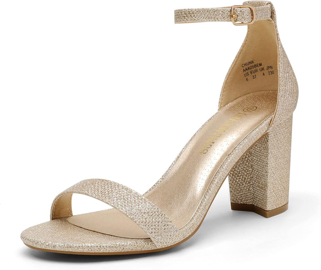 DREAM PAIRS Womens Chunk Low Heel Pump Sandals