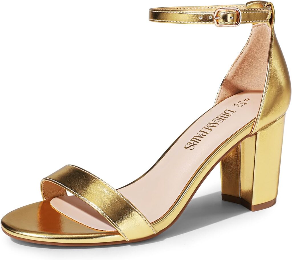DREAM PAIRS Womens Chunk Low Heel Pump Sandals