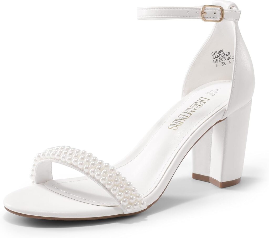 DREAM PAIRS Womens Chunk Low Heel Pump Sandals