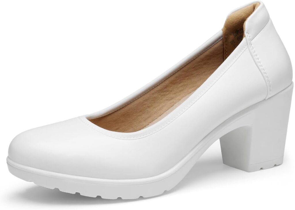 DREAM PAIRS Womens Chunky Closed Toe Low Block Heels Work Pumps Comfortable Round Toe Dress Wedding Shoes Nereida