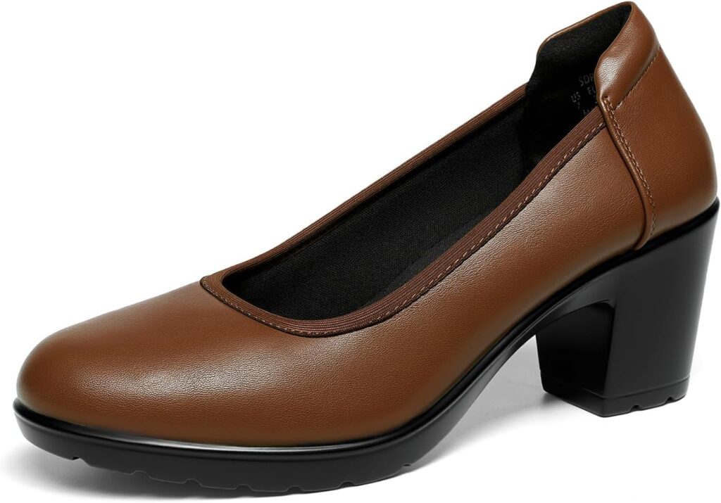DREAM PAIRS Womens Chunky Closed Toe Low Block Heels Work Pumps Comfortable Round Toe Dress Wedding Shoes Nereida