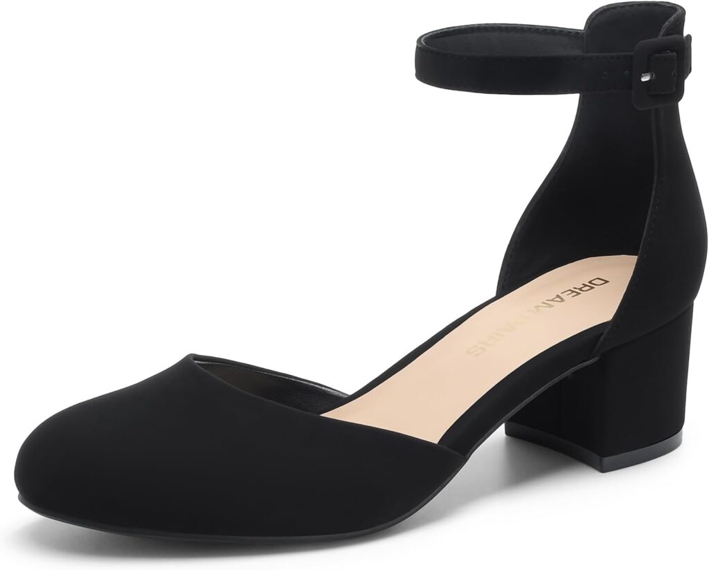 DREAM PAIRS Womens Closed Round Toe Low Block Heels Ankle Strap Chunky Heel Pumps Dress Wedding Office Party Shoes DREAM PAIRS Womens Closed Round Toe Low Block Heels Ankle Strap Chunky Heel Pumps Dress Wedding Office Party Shoes