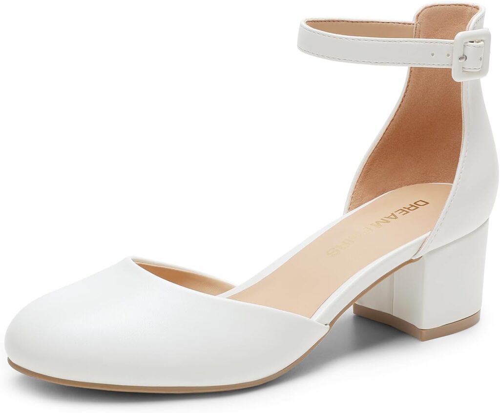 DREAM PAIRS Womens Closed Round Toe Low Block Heels Ankle Strap Chunky Heel Pumps Dress Wedding Office Party Shoes DREAM PAIRS Womens Closed Round Toe Low Block Heels Ankle Strap Chunky Heel Pumps Dress Wedding Office Party Shoes
