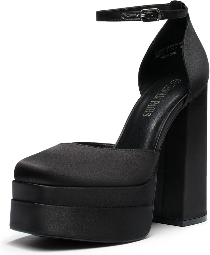 DREAM PAIRS Women’s High Chunky Platform Closed Toe Block Heels Square Toe Ankle Strap Dress Wedding Party Pumps Shoes Aurelia
