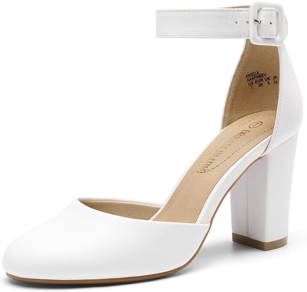 DREAM PAIRS Womens High Heel Ankle Strap Closed Toe Chunky Wedding Pumps Shoes