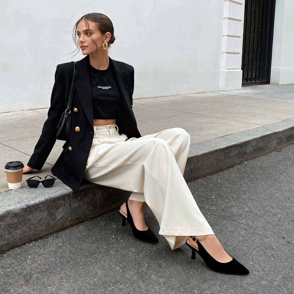 DREAM PAIRS Womens Kitten Heels Slingback Closed Pointed Toe Low Pumps Shoes Women Party Wedding Sexy Casual Dress Shoes