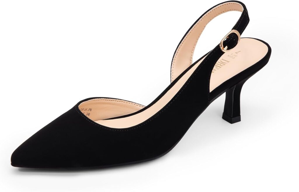 DREAM PAIRS Womens Kitten Heels Slingback Closed Pointed Toe Low Pumps Shoes Women Party Wedding Sexy Casual Dress Shoes