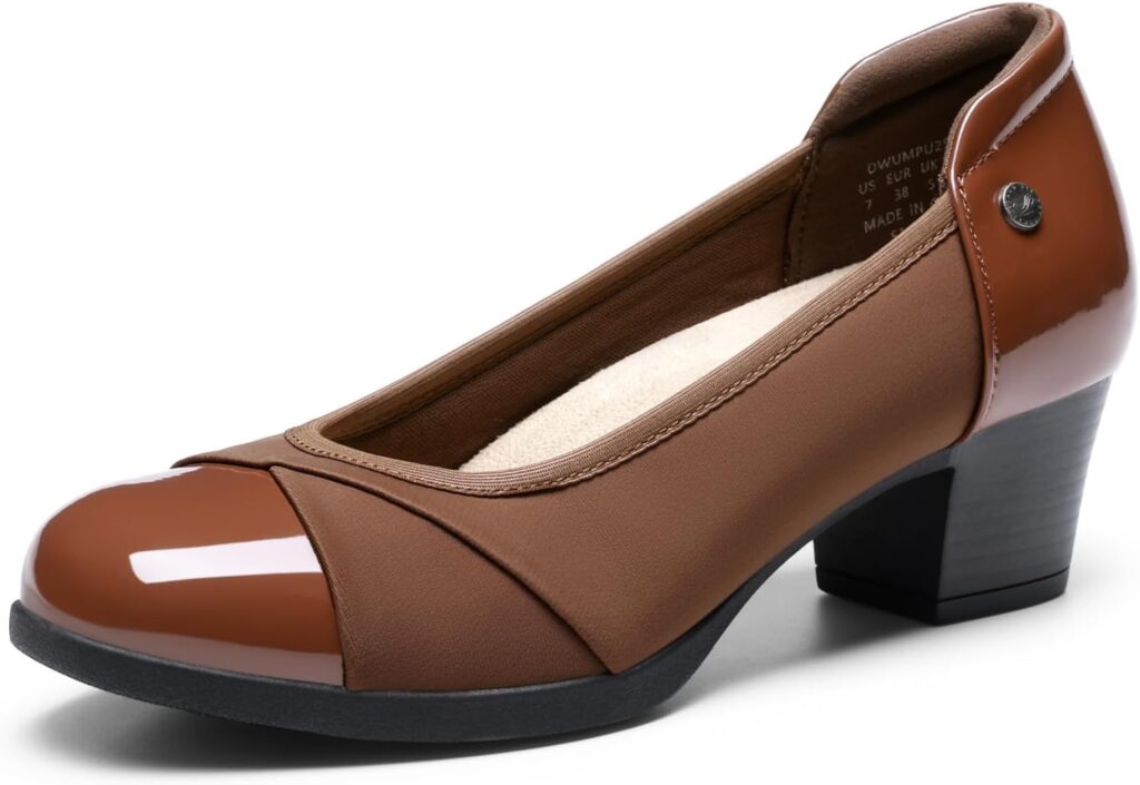 DREAM PAIRS Womens Pumps Low Chunky Block Closed Toe Shoes Work Comfortable Heels Round Toe Dress