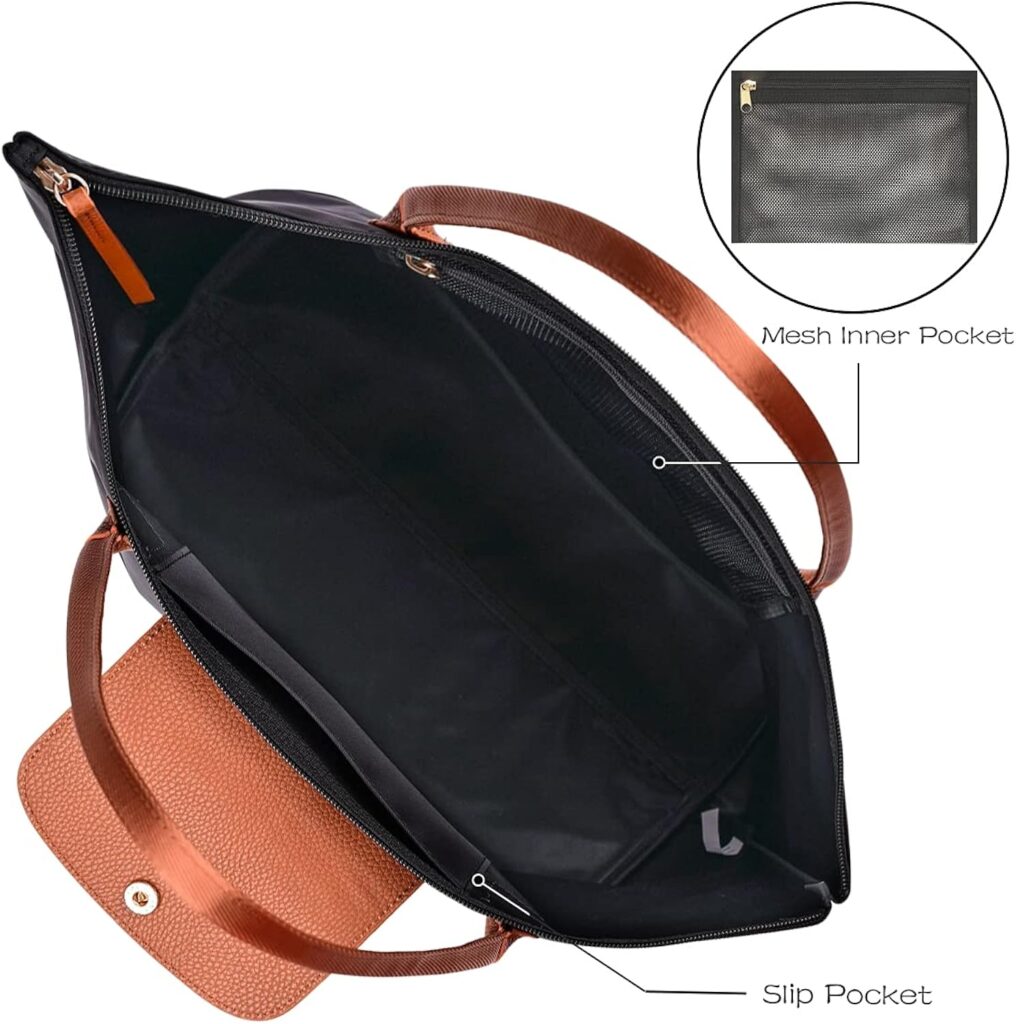 GM LIKKIE Shoulder Tote Bag for Women, Nylon Top-Handle Purse, Foldable Weekend Hobo Handbag (Black2)