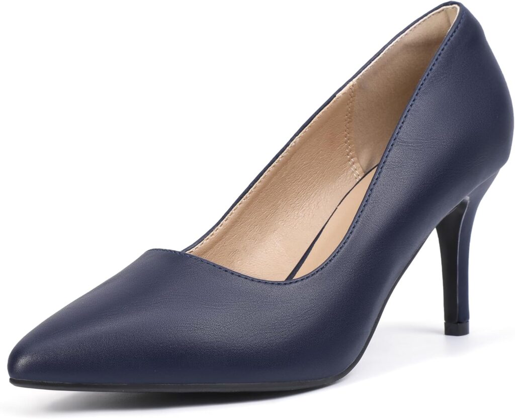 IDIFU IN3 High Heels Pumps Closed Toe Heels Womens Pumps Stiletto Pointed Toe Dress Shoes Wedding Prom Bridal Work Office Bride Guest Trendy Dressy Fashion Comfortable Pump Shoes