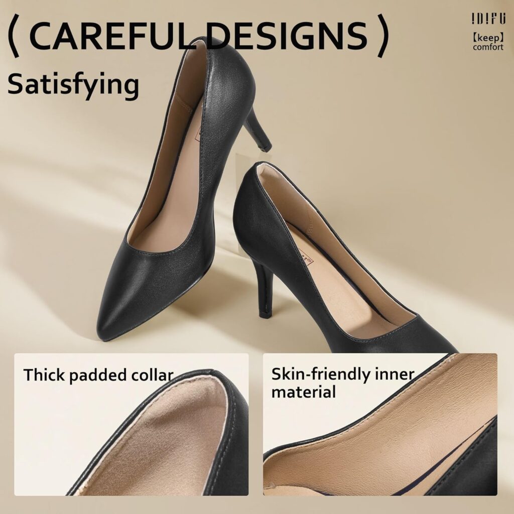 IDIFU IN3 High Heels Pumps Closed Toe Heels Womens Pumps Stiletto Pointed Toe Dress Shoes Wedding Prom Bridal Work Office Bride Guest Trendy Dressy Fashion Comfortable Pump Shoes