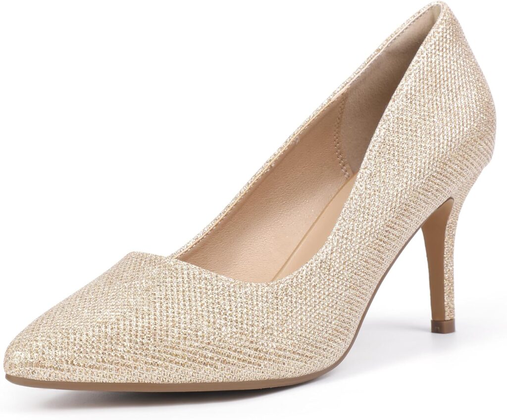 IDIFU IN3 High Heels Pumps Closed Toe Heels Womens Pumps Stiletto Pointed Toe Dress Shoes Wedding Prom Bridal Work Office Bride Guest Trendy Dressy Fashion Comfortable Pump Shoes