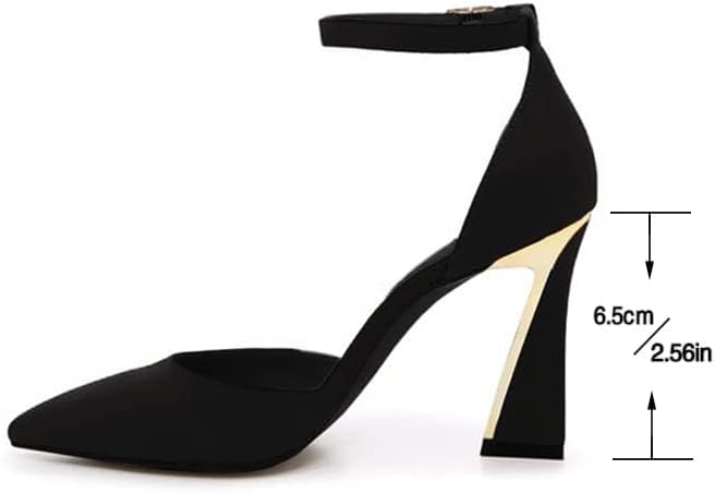 Juliet Holy Womens Pumps Point Closed Toe Heels Buckle Ankle Strap DOrsay Heeled Sandals