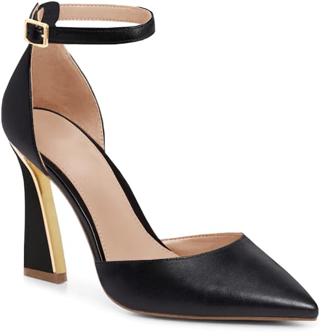 Juliet Holy Womens Pumps Point Closed Toe Heels Buckle Ankle Strap DOrsay Heeled Sandals