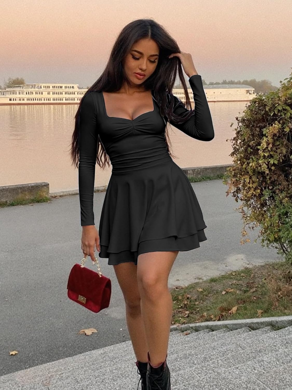 Kaximil Womens Long Sleeve Line Dress - Image 5