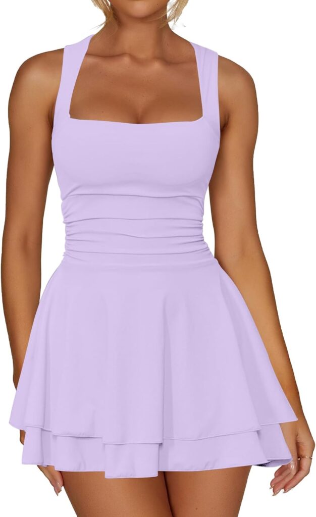 Kaximil Womens Square Neck Ruffle Hem Mini Dress Ruched Waist Short Party Dresses Kaximil Womens Square Neck Ruffle Hem Mini Dress Ruched Waist Short Party Dresses