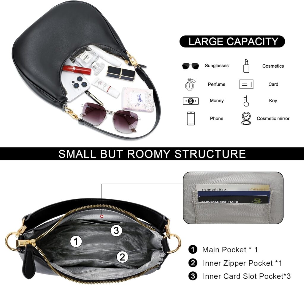 KKXIU Shoulder Bag for Women Small Purse Cute Clutch Hobo Handbag Trendy Crescent Bag