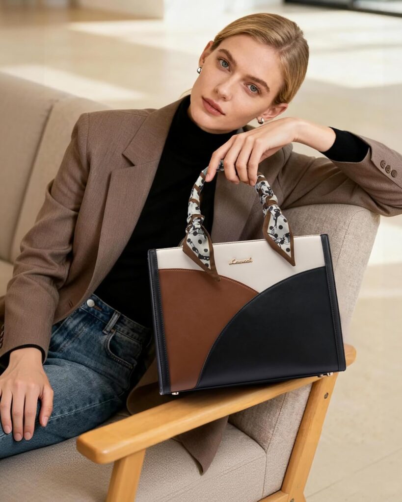 LOVEVOOK Purses and Handbags for Women, PU Leather Tote Shoulder Purse with Scarves, Satchel Top Handle Bags with Strap