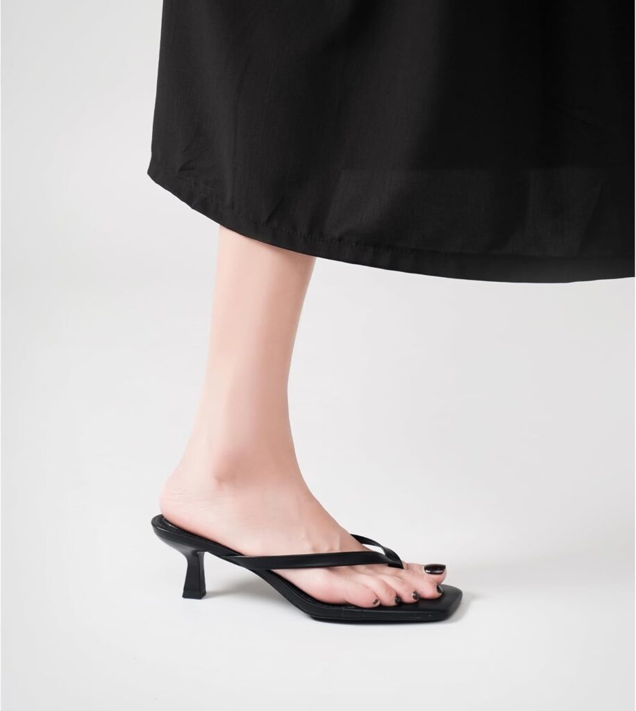 LULLASONG Womens Kitten Heels Sandals Square Open Toe Flip Flop Heels 1.8-2 Inch Heeled Sandals for Women
