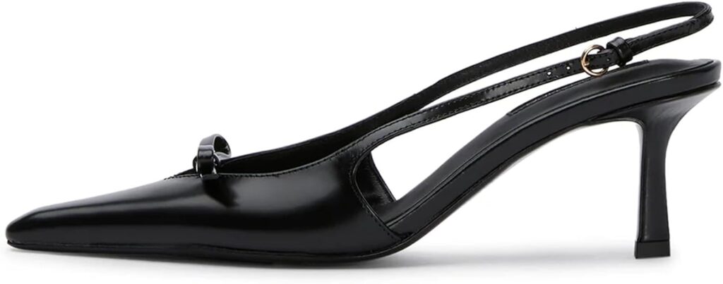 Mattiventon Slingback Heels for Women Kitten Heels Bow Ankle Strap Pointed Toe Heel Sexy Wedding Dress Party Pumps