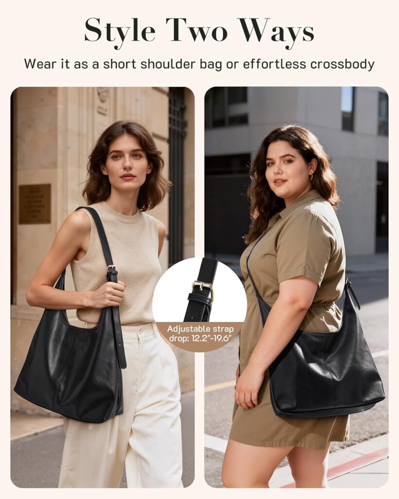 Missnine Hobo Bags Purses for Women, Soft Shoulder Bag Vegan Leather Tote Crossbody Purse Ladies Slouchy Handbag with Pouch