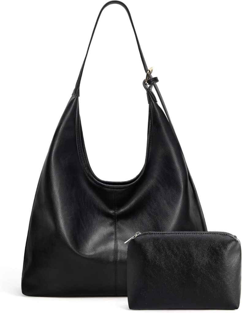 Missnine Hobo Bags Purses for Women, Soft Shoulder Bag Vegan Leather Tote Crossbody Purse Ladies Slouchy Handbag with Pouch